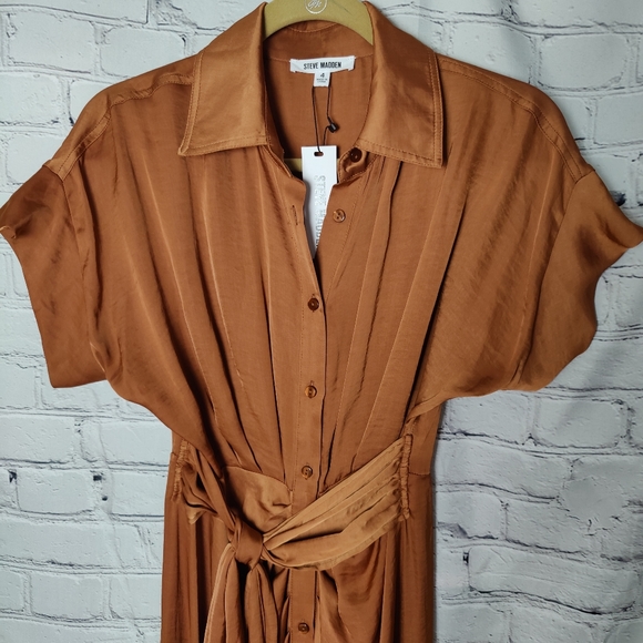 Steve Madden Tori Gathered Dress In Mocha Bisque Size 4 NWT - Picture 7 of 8